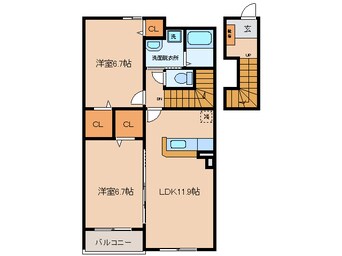 間取図 名鉄西尾線/吉良吉田駅 徒歩9分 2階 築17年