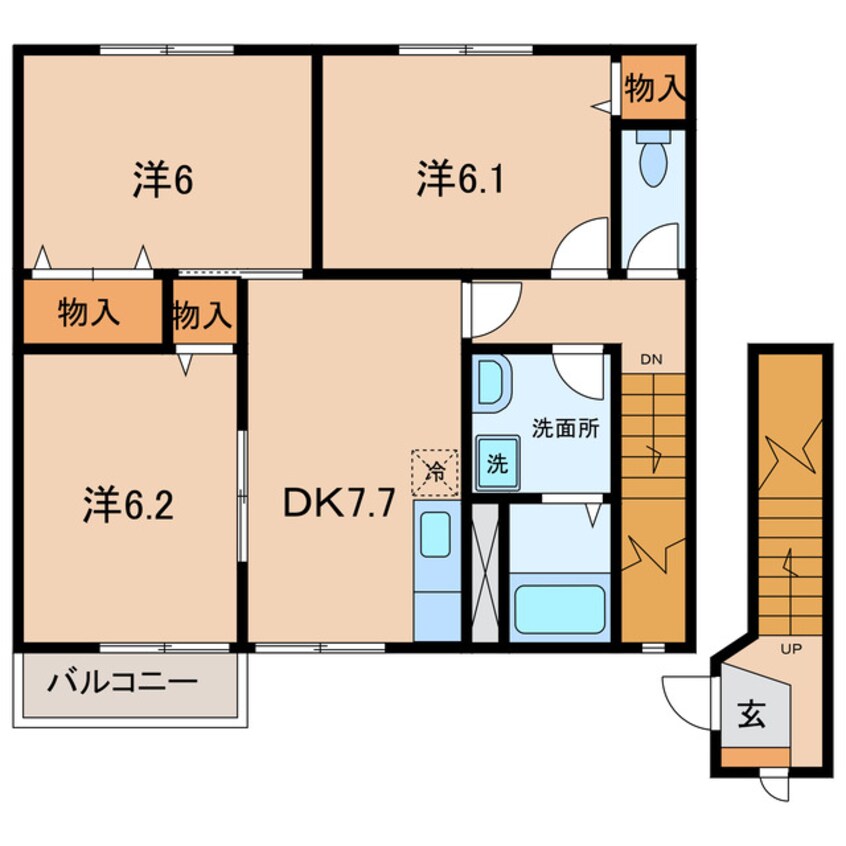 間取図 東海道本線/三ケ根駅 徒歩5分 2階 築24年