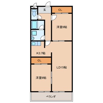 間取図 名鉄西尾線/上横須賀駅 徒歩15分 1階 築16年