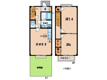 間取図 名鉄西尾線/福地駅 徒歩2分 1-2階 築16年