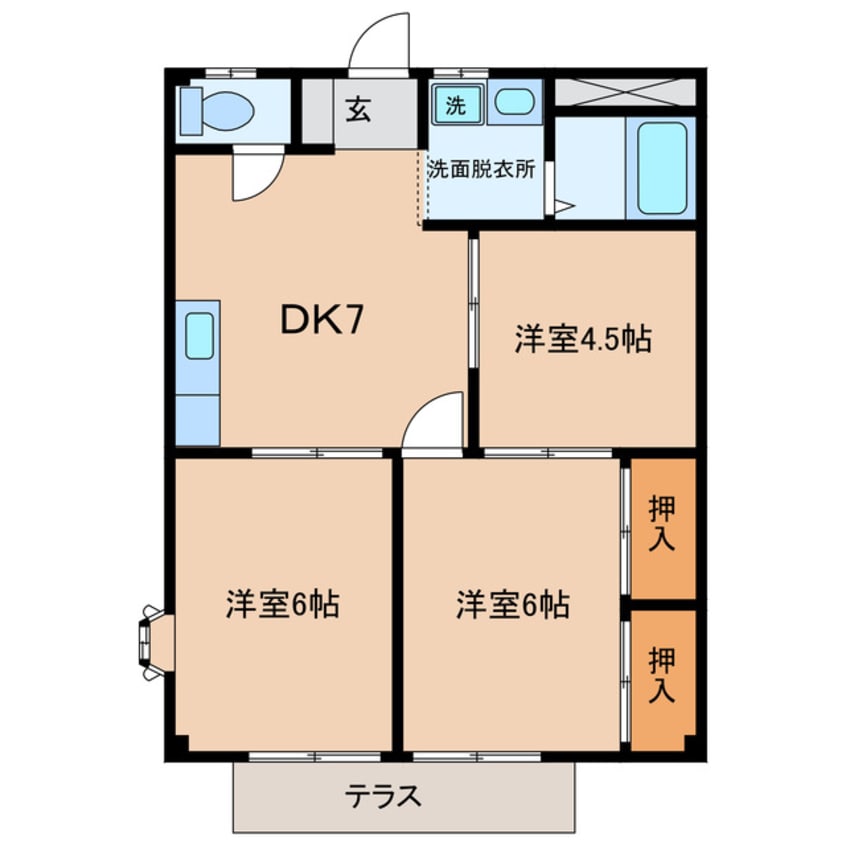 間取図 名鉄西尾線/桜町前駅 徒歩13分 1階 築32年