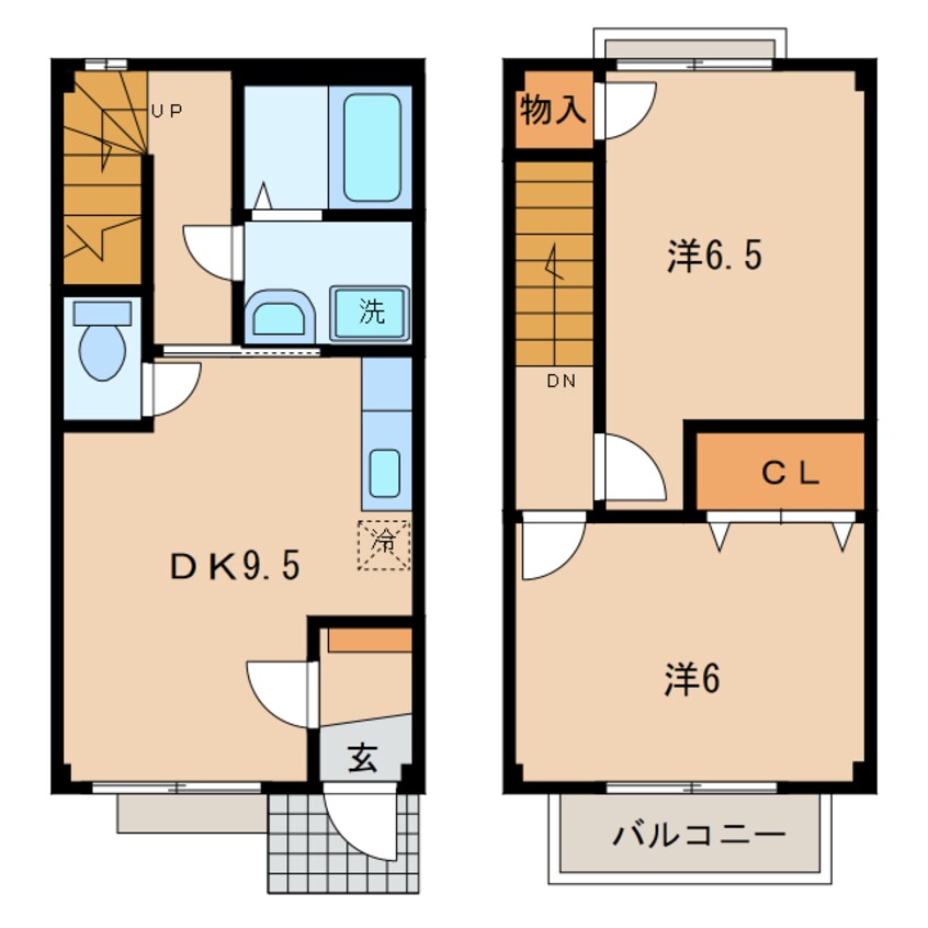 間取図 東海道本線/幸田駅 徒歩9分 1-2階 築24年