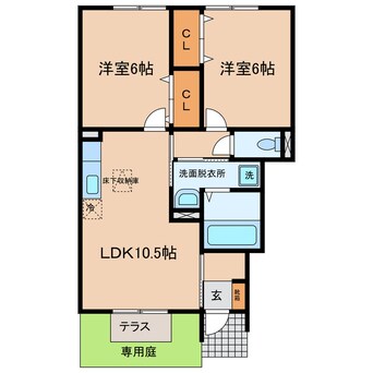 間取図 名鉄西尾線/上横須賀駅 徒歩7分 1階 築14年