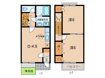 間取図 東海道本線/幸田駅 バス10分欠間下車:停歩1分 1-2階 築22年