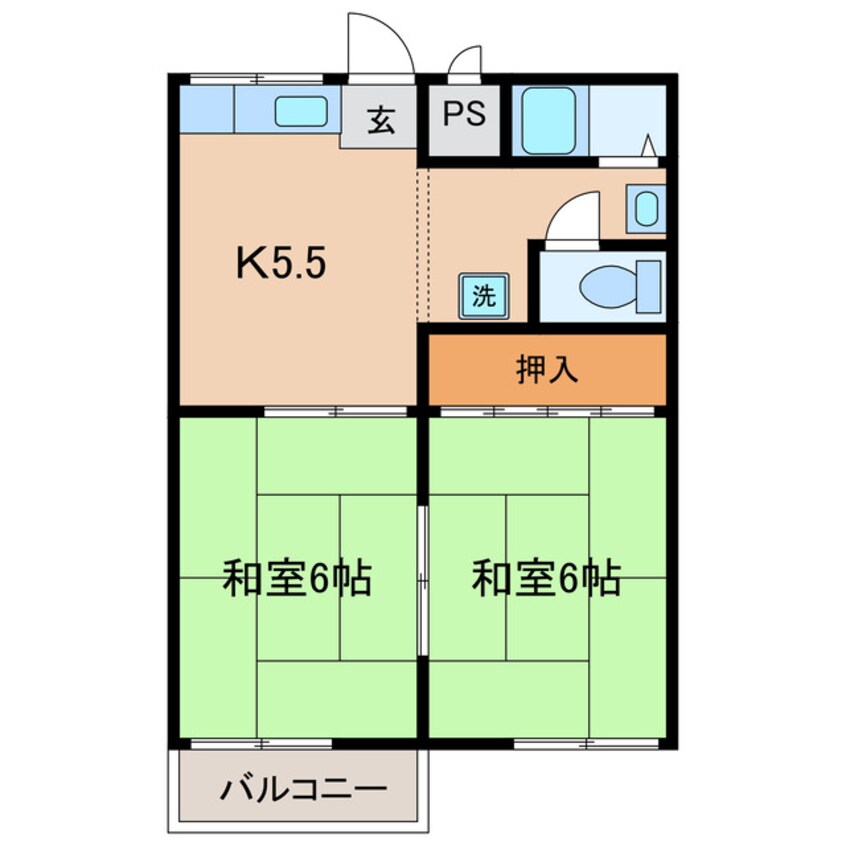 間取図 名鉄三河線/北新川駅 徒歩6分 2階 築42年