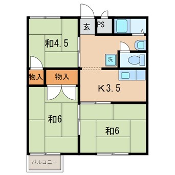 間取図 名鉄三河線/北新川駅 徒歩6分 1階 築42年