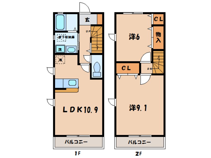 間取図 名鉄バス(西尾市)/刈宿 徒歩3分 1-2階 築14年