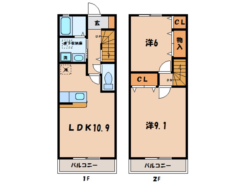 間取図 名鉄バス(西尾市)/刈宿 徒歩3分 1-2階 築16年