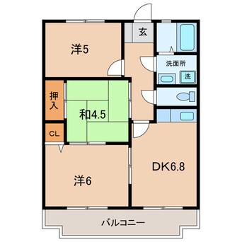 間取図 名鉄三河線/新川町駅 徒歩13分 3階 築36年