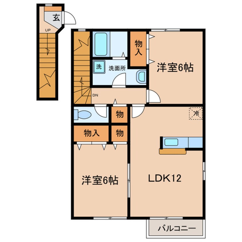 間取図 東海道本線/相見駅 徒歩12分 2階 築20年