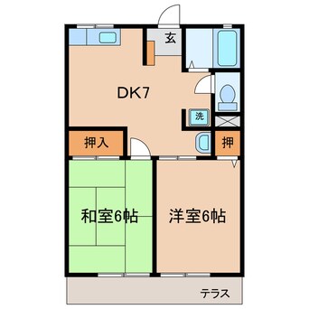 間取図 名鉄西尾線/西尾口駅 徒歩22分 1階 築32年