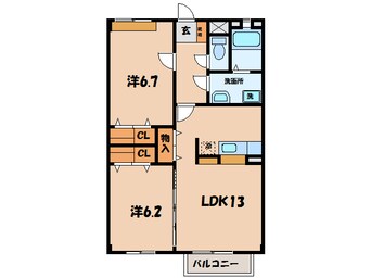 間取図 名鉄バス(西尾市)/港前 徒歩6分 2階 築13年