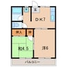 東海道本線/幸田駅 徒歩3分 1階 築37年 2DKの間取り
