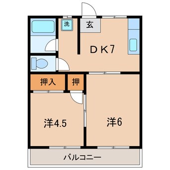 間取図 東海道本線/幸田駅 徒歩3分 2階 築37年