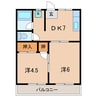 東海道本線/幸田駅 徒歩3分 2階 築37年 2DKの間取り
