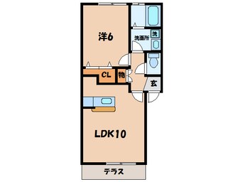 間取図 東海道本線/幸田駅 徒歩3分 1階 築19年