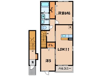 間取図 東海道本線/幸田駅 バス5分欠間下車:停歩3分 2階 築15年