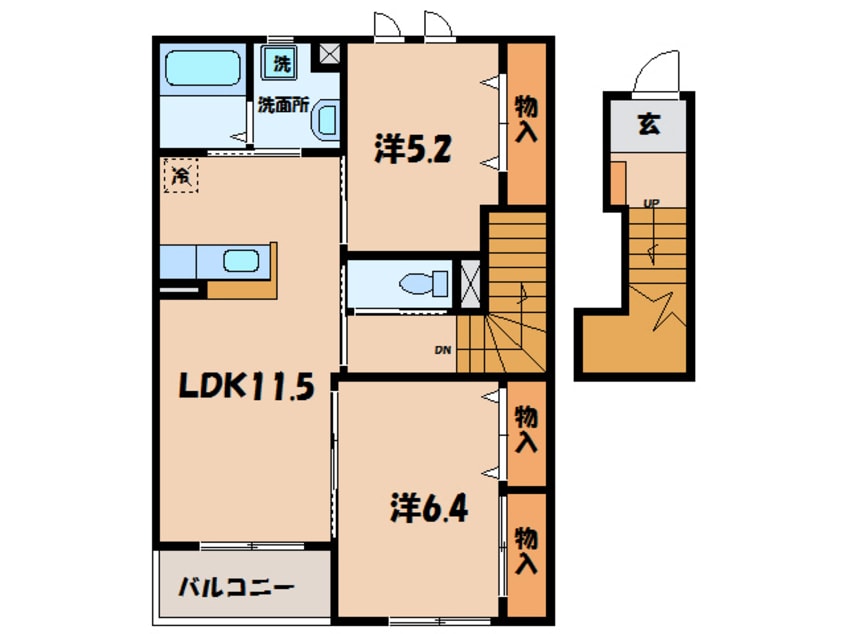 間取図 名鉄三河線/北新川駅 徒歩25分 2階 築14年