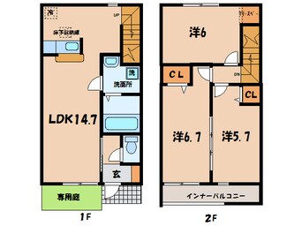 間取図 名鉄西尾線/吉良吉田駅 徒歩37分 1-2階 築13年