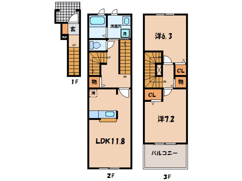 間取図 東海道本線/相見駅 徒歩5分 2-3階 築13年