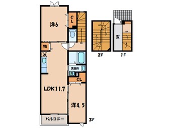 間取図 東海道本線/幸田駅 徒歩20分 3階 築11年