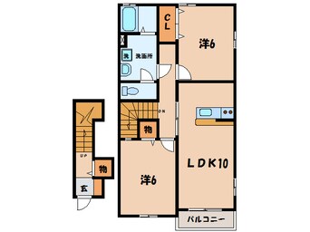 間取図 名鉄西尾線/西尾口駅 徒歩33分 2階 築16年