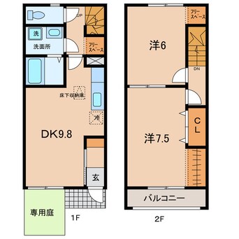 間取図 名鉄西尾線/福地駅 徒歩43分 1-2階 築9年