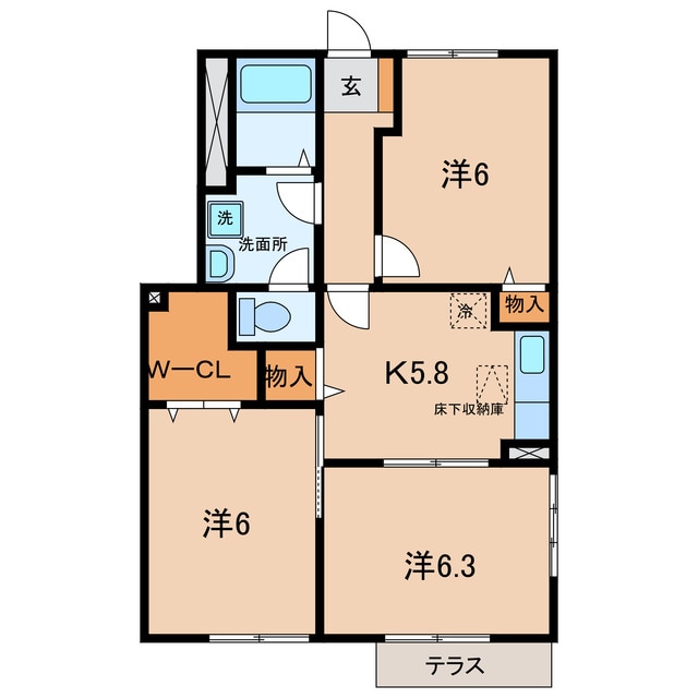 間取り図 名鉄バス（岡崎市）/正名 徒歩4分 1階 築25年