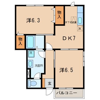 間取図 名鉄バス（岡崎市）/正名 徒歩4分 1階 築25年