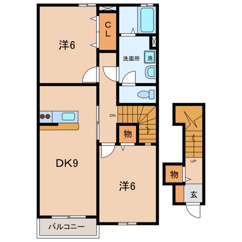間取図 名鉄西尾線/西尾口駅 徒歩14分 2階 築19年