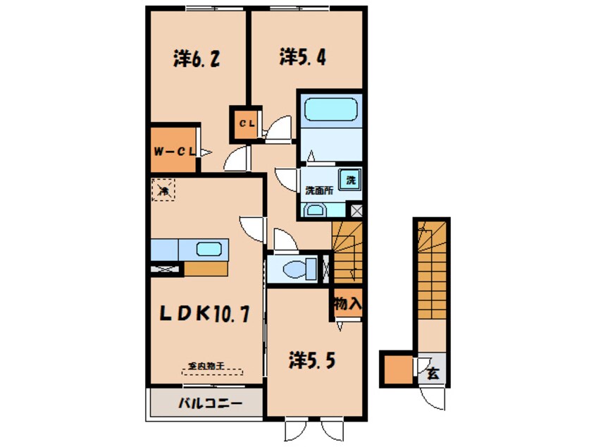 間取図 名鉄三河線/北新川駅 徒歩21分 2階 築9年