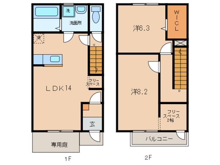 間取図 名鉄蒲郡線/西幡豆駅 徒歩10分 1-2階 築7年