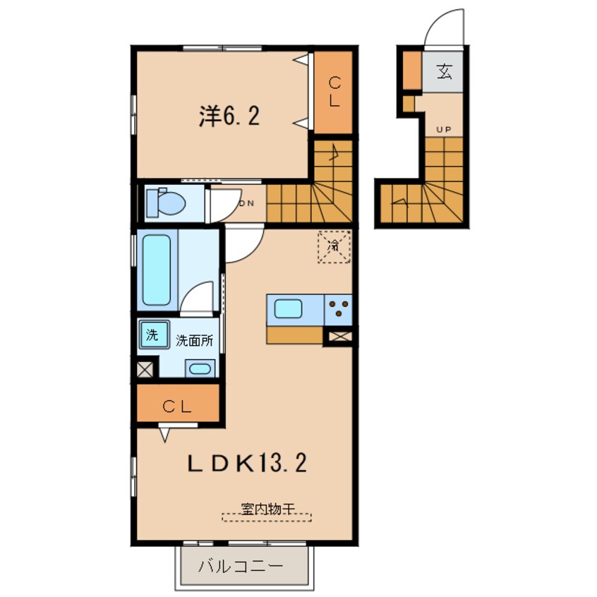 間取図 名鉄三河線/新川町駅 徒歩7分 2階 築5年