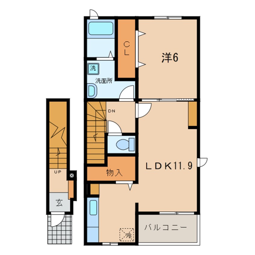 間取図 名鉄バス(西尾市)/平坂熊野後 徒歩4分 2階 築7年