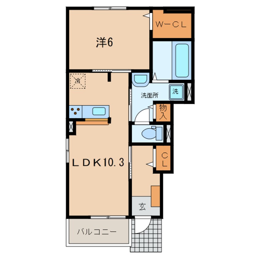 間取図 東海道本線/三ケ根駅 徒歩6分 1階 築6年