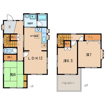 間取図 名鉄バス(西尾市)/刈宿 徒歩2分 1-2階 築30年