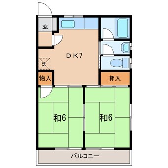 間取図 名鉄西尾線/西尾駅 徒歩15分 1階 築34年