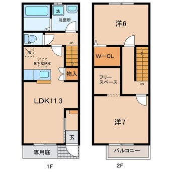 間取図 名鉄バス（幡豆郡）/一色大宝橋 徒歩5分 1-2階 築3年