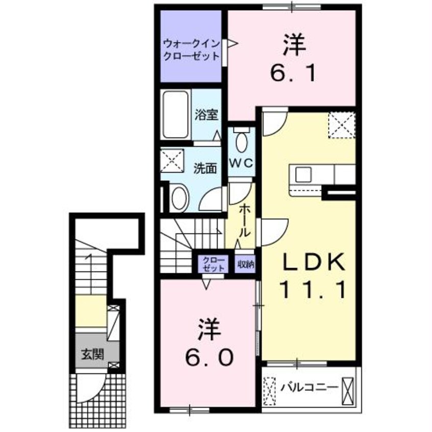 間取図 名鉄西尾線/上横須賀駅 徒歩15分 2階 築1年