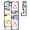 名鉄西尾線/吉良吉田駅 徒歩9分 2階 築浅 2LDKの間取り