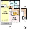 名鉄西尾線/西尾口駅 徒歩12分 2階 築浅 1LDKの間取り