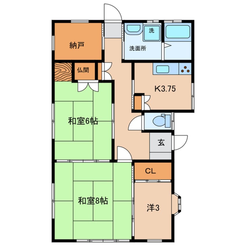 間取図 名鉄西尾線/米津駅 徒歩16分 1階 築24年
