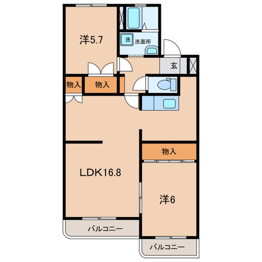 間取図 名鉄西尾線/西尾駅 徒歩11分 2階 築34年