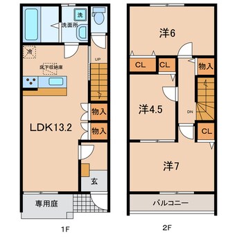 間取図 名鉄バス（幡豆郡）/一色本町 徒歩4分 1-2階 建築中