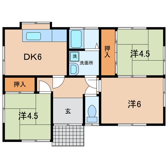 間取り図 六万石くるりんバス（寺津矢田線）/矢田小東 徒歩5分 1階 築45年