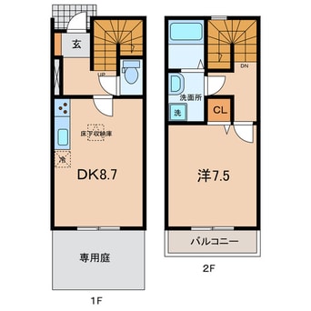 間取図 名鉄西尾線/西尾口駅 徒歩3分 1-2階 建築中