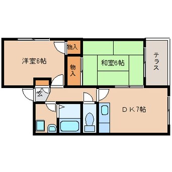 間取図 近鉄難波線・奈良線/近鉄奈良駅 徒歩17分 1階 築33年