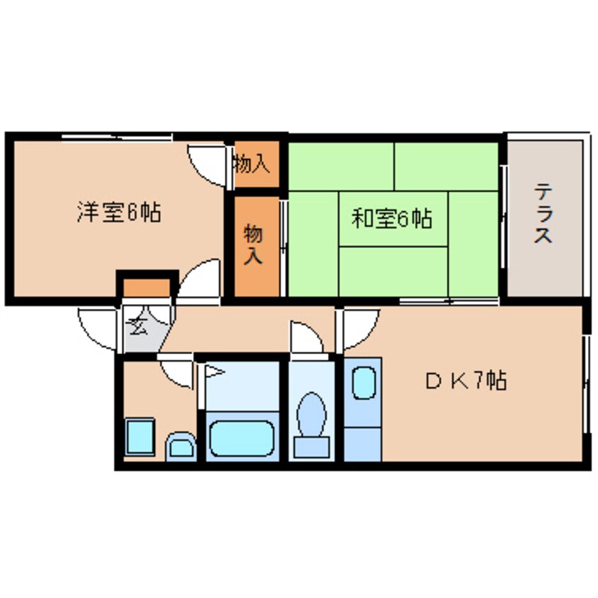 間取図 近鉄難波線・奈良線/近鉄奈良駅 徒歩17分 1階 築33年