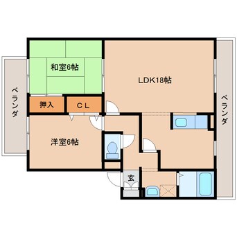 間取図 大和路線・関西本線/奈良駅 バス9分宮の森西口下車:停歩7分 2階 築21年