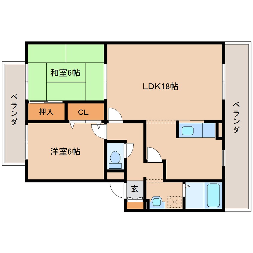 間取図 大和路線・関西本線/奈良駅 バス9分宮の森西口下車:停歩7分 2階 築21年